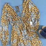 Free People NWT Soli Golden Hour Combo Yellow V-Neck Long Sleeve Mini Dress Photo 6