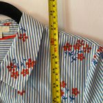 Boden Blue White Stripe Red Floral Button Down Knee Length Shirt Dress Cotton 6 Photo 7