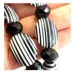 Sterling silver black and white stripe beaded bracelet Black Photo 3