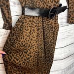 Vintage Kwai Leopard Print Belted Dress Pockets Mock Neck 8 Brown Photo 1