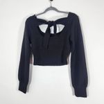 Band of Gypsies Band of the Free Black Crop Top NWT Size Small Ribbed Knit Long Sleeve Top Photo 4