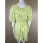ZARA  Women’s XS Lime Green Eyelet Mini Wrap Dress Puff Sleeve Lined Cotton Photo 6