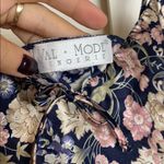 VINTAGE FLORAL SILKY SATIN NAVY LINGERIE CAMI BLOUSE Blue Size L Photo 2