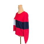 New GAZE Women’s Long Sleeve Boxy Fit Cropped Shirt Sz M Patriotic Color Block Red Size M Photo 4