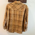 Vintage Jones New York Tan Plaid 100% Linen Shirt Jacket Shacket Size 12 Photo 3