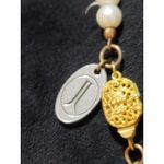 Women's Multitone Pearl Tassel Necklace With Floral Pendant And Box Clasp Design Orange Photo 7