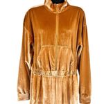 Fabletics Goldenrod Light Honey Velour Velvet Wide Leg Zip Up Jumpsuit Photo 2