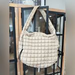 FP Movement quilted tote bag carryall beige sand hobo large zipper shoulder Tan Photo 8