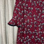 Nanette Lepore Nanette Lenore Wine Red Floral Trumpet Three Quarter Ruffle Sleeve Dress Size 10 Photo 9