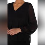 Liverpool  Black Women's V-Neck Long Sleeve Pleated Top Medium NWT Photo 3