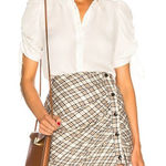 Veronica Beard Carmine Off-White Silk Button Front Ruched Sleeves Blouse Size 4 Photo 0