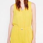 ZARA Yellow Open Back Gauzy Romper S Photo 0