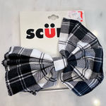 Vtg 1990's Hair Clip Barrette SCUNCI Oversized‎ BLACK Plaid BOW Photo 0