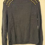 EXPRESS Black Cotton Blend Studded Shoulder Chunky Sweater Size Small Photo 4