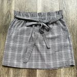Kendall + Kylie Plaid Paperbag Skirt NWT from PacSun Black White Grey Tie Belt L Photo 3