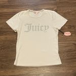 Juicy Couture NWT  Velour Pajama Top Cream Pastel Parchment Silver Bling Logo XL Photo 0