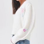 Love Shack Fancy NWT  Cream Ridge V-Neck Embroidered Sweater. Size small  Photo 1