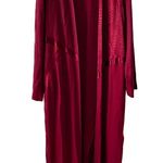 Vintage long open front maxi robe duster cardigan snakeskin satin insets size L Red Size L Photo 6