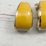 Vintage Clip On Earrings Mustard Yellow Elongated Hoops Photo 4