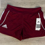 Adidas  NWT xs Women's Burgundy white striped Athletic climacool Shorts Photo 0
