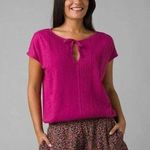 prAna NWT  Cotton Ocupas Popover Keyhole Tie Cap Sleeves Top S Orchid Pink #2919 Photo 0