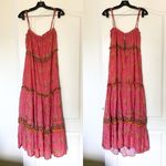 Farm Rio  Dress Coqeuirissimo Metallic Palm Trees Maxi Summer Beach Pink M NWT Photo 2