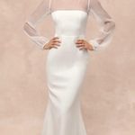 Lulus NWOT  Immaculate Romance White Sheer Organza Long Sleeve Maxi Dress Sz S Photo 1