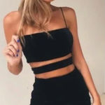 Tiger Mist  Candice Velvet Cutout Dress Black‎ Mini Size Large Photo 0