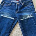 Uniqlo Blue Skinny Jeans with Distressed Hem Photo 2
