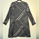 Garnet Hill Black & White Bandana Print V-Neck Drop Waist Buttoned Dress Size 12 Photo 1
