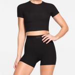 SKIMS Black Cotton Crop Tee L Photo 2