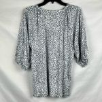 Ann Taylor  Black Blue Spotted 3/4 Sleeve Top Large Photo 2
