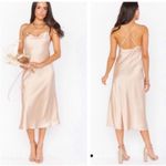 Show Me Your Mumu Verona champagne luxe satin midi dress NEW XS Photo 3