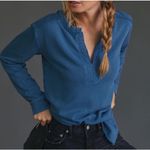 Pilcro Anthropologie Sweatshirt Blue Split Hem Tunic Top 100% Cotton Size Small Photo 1