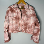 POL  Pink and White Tie-Dye Jean Jacket | L Photo 0