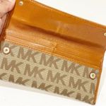 Michael Kors  Austin Flat Brown Continental Slim Jacquard Wallet Photo 2