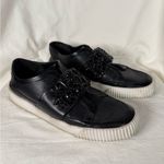 Karl Lagerfeld Paris Black Jules Rhinestone Embellished Leather Sneakers 8.5 M Photo 3