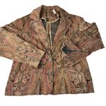 Vintage 90s Paisley Velveteen Blazer Jacket 18w Brown Pink Red Turquoise Photo 0