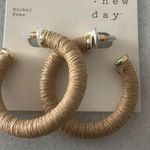 A New Day  raffia hoop earrings nickel free Tan fashion jewelry New size medium Photo 0