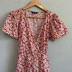 Madewell  Clara Red Daisy Print Wrap Dress‎ Size Small EUC 100% Cotton Photo 1