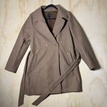 Love Tree Women’s Belted Long Coat Size Large Brown Polyester Style Peacoat Photo 0