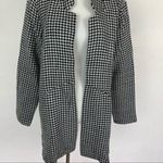 Caslon  Medium Black White Houndstooth Open Front Long Sleeve Lightweight Jacket Photo 2