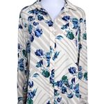 Banana Republic Blue Cream Neutral Floral Print Collar Top Blouse MEDIUM Photo 0