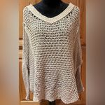 Free People Baja Laguna Coast Pullover Open Crochet Knit Sweater Tan Size Medium Photo 7