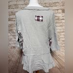 POL  Anthropologie Plaid L Gray  Wash Short Sleeve Thermal Tunic Top Shirt peplum Photo 2