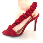 Jessica Simpson "JESSIN" RED FABRIC FLORAL DETAIL STILETTO HEELS (6M) Photo 0