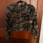 Derek Heart Cropped Camo Sherpa Hoodie  Photo 0