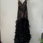 Maxi Feathered Prom Dress (size 16) Black Photo 1
