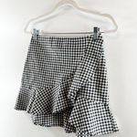 H&M Wrap Front Ruffle Hem Gingham Mini Skirt Black White 6 Photo 7