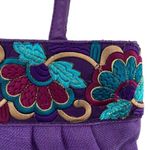 Vintage 1980 Purple Woven Burlap Embroidered Shoulder Bag Purse Beverly Goldberg Photo 5
